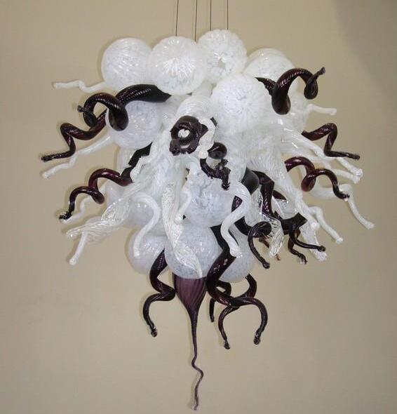Lamps Black and White Colored European Chandeliers Home Decorative Lighting Hand Blown Murano Glass LED Pendant Light