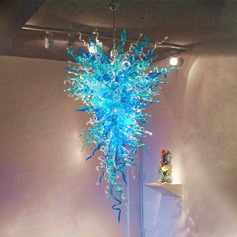 Lamps Contemporary Lights Blown Chandelier Lighting Turquoise and Blue modern led chandeliers 48 Inches High pendant light