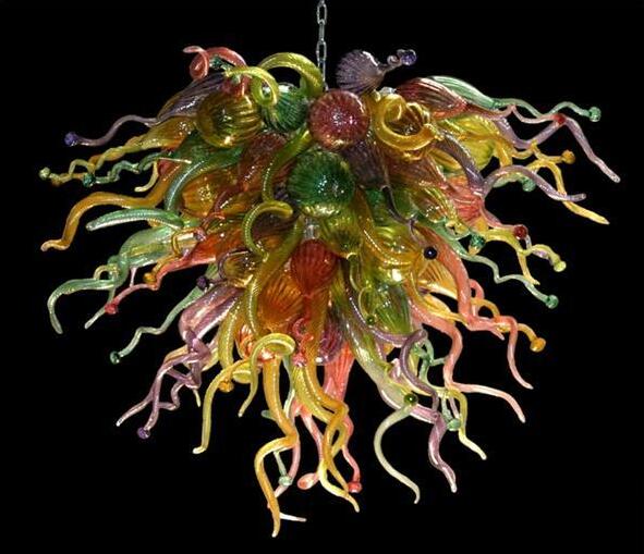 Lamps Design AC 110V 220V LED Lights Source European Italian Style Colorful Hand Blown Glass Chandelier for Lobby