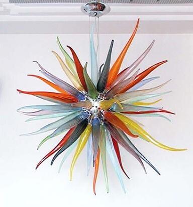 Lamps Design Contemporary Fashionable Art Deco Flower Shaped Colorful LED Handcrafted Murano Glass Chandelier Christmas Lighting