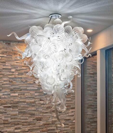 Lamps featuring AC 110v/240v LED light sources in Murano hand-blown clear glass ball chandelier style for home decoration