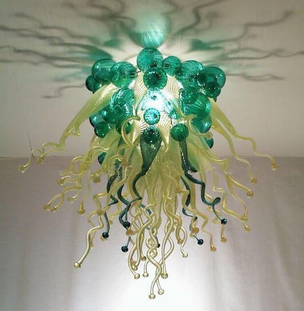 Lamps Green Color Flush Mounted Ceiling Decor Chandeliers LED Lights Hand Blown Murano Glass Pendant Lamp