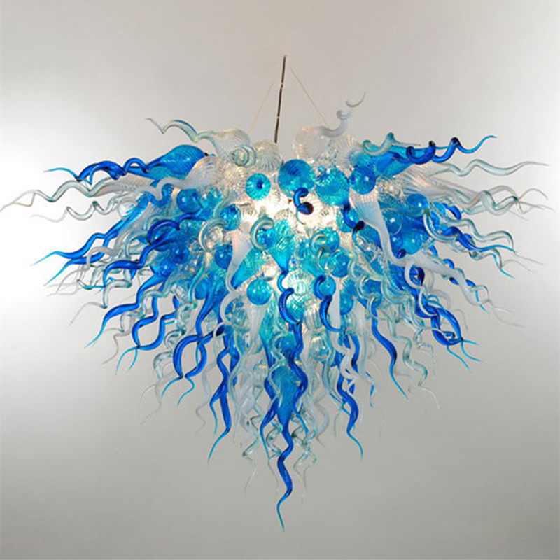Lamps Hand Blown Chandelier Lighting with LED Bulbs Shade White Blue Chain Pendant Lamp E14 Modern Lights for house decoration living room

Handcrafted glass chandelier with LED bulbs in white and ...