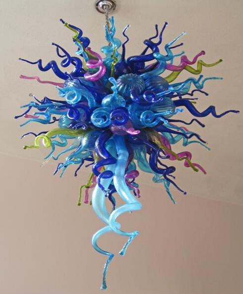 Lamps Multi Color Crystal Pendant Lamp Modern LED Art Home Decoration Blown Murano Glass Chandelier for High Ceiling