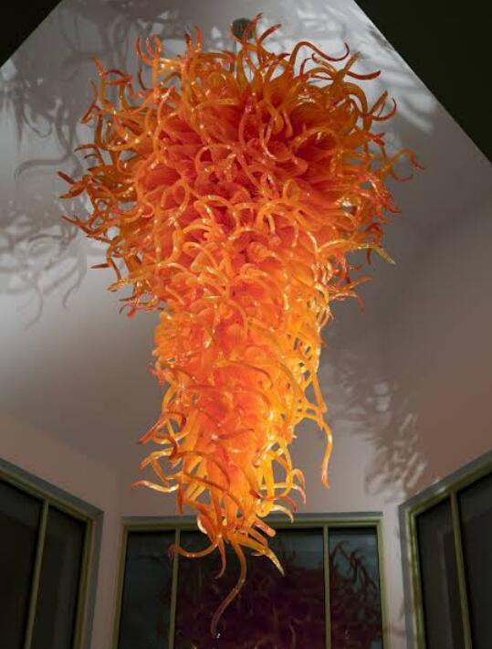 Lamps Orange Crystal Chandeliers Pendant Lamp Big Modern Art Hand Blown Glass Chandelier Light