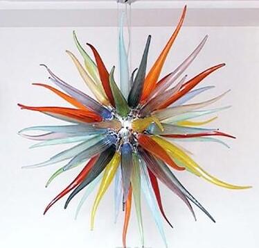Lamps Round LED Pendant Lamp Energy Saving Light Source Indoor Lighting Hand Blown Colored Glass Chandeliers for Sale