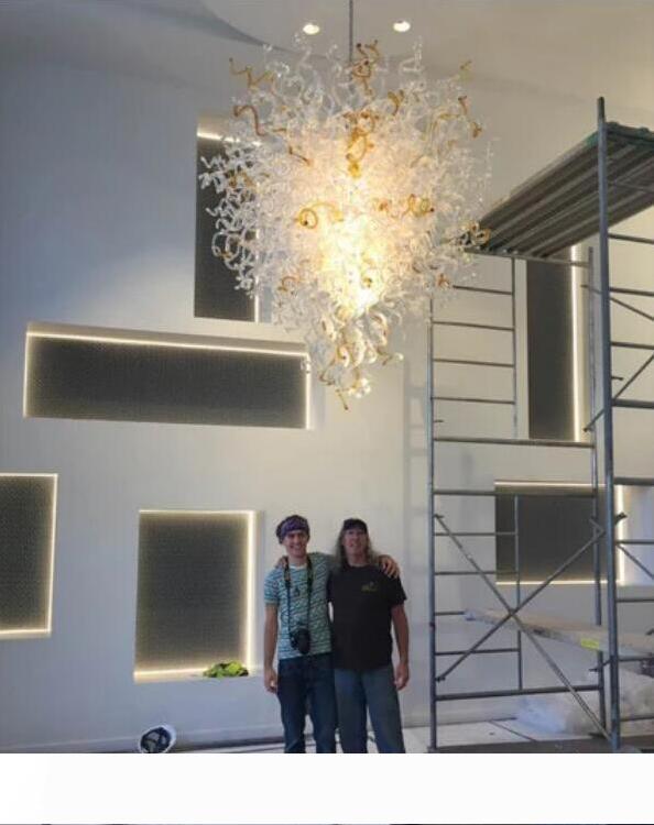 Large Clear Amber Glass Art Chandeliers, New European Modern Crystal Chandelier