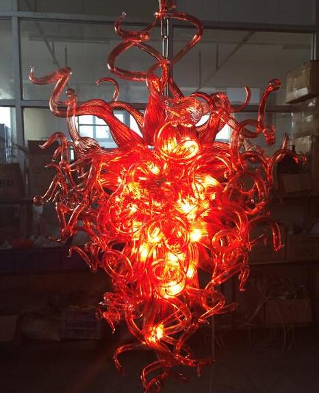 Large elegant ruby chandeliers with handcrafted glass crystals for pendant lighting