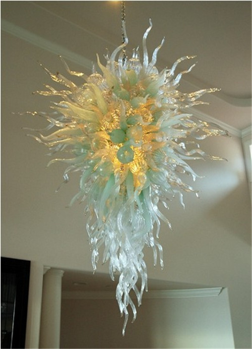 Large energy-efficient Murano glass chandeliers, elegant LED pendant lamps for hotel lobbies, stylish lighting imported from China