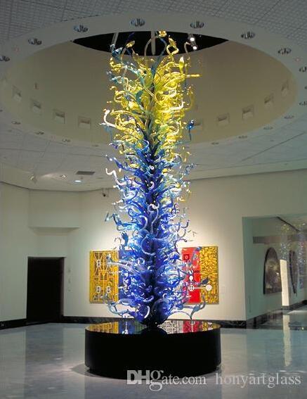 Large handcrafted modern abstract garden sculptures in blue Murano glass for indoor and outdoor decor