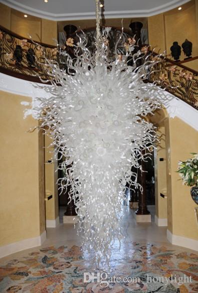 Large LED crystal chandelier with hand-blown Murano glass for elegant home lighting