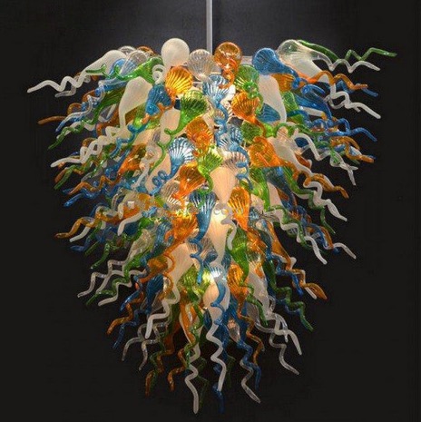 Latest Multi-Color Handcrafted Glass Chandeliers - Antique Crystal Hotel Lighting in Italian LED Pendant Style
