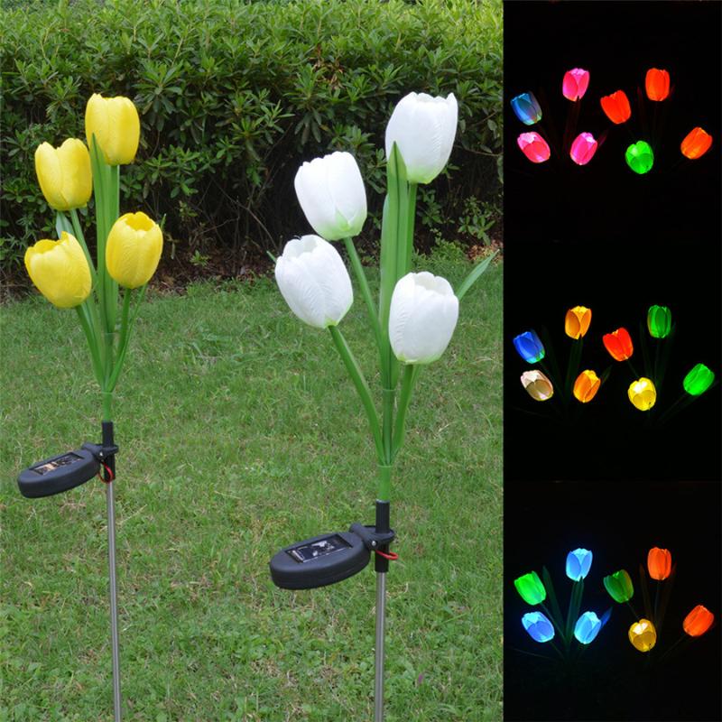 Lawn Lamps 2PC/Lot Tulip Flower Garden Light Solar Powered Underground 75CM Decorative Outdoor Lamp Wireless For Holiday Party