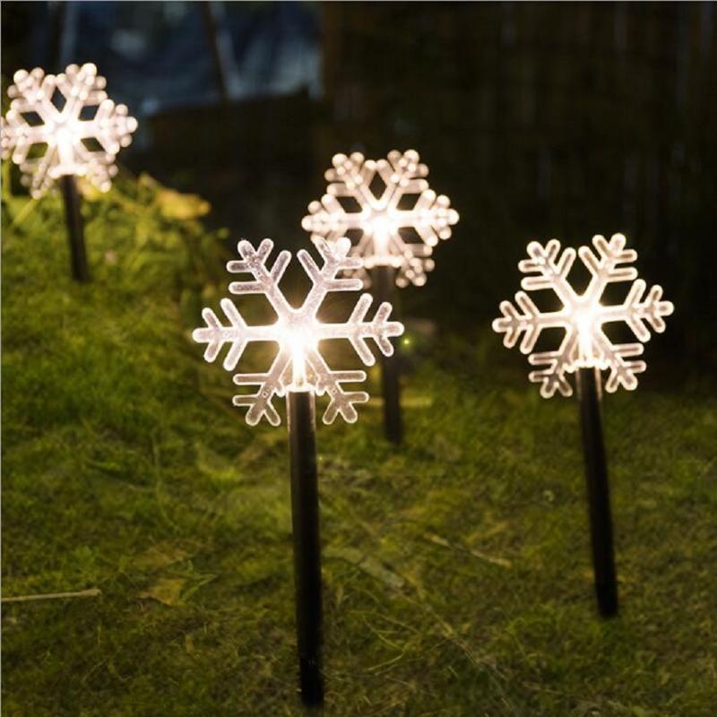 Lawn Lamps 5pcs Waterproof Lamp Battery/Solar Christmas Tree Light Star Snowflake Shape Garden Xmas Outdoor Holiday Decoration