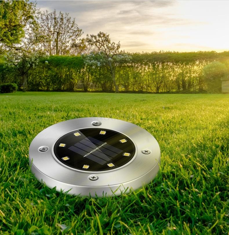 Lawn Lamps 8LED Solar Rural Style Stainless Steel Underground Lights Outdoor Decoration Garden