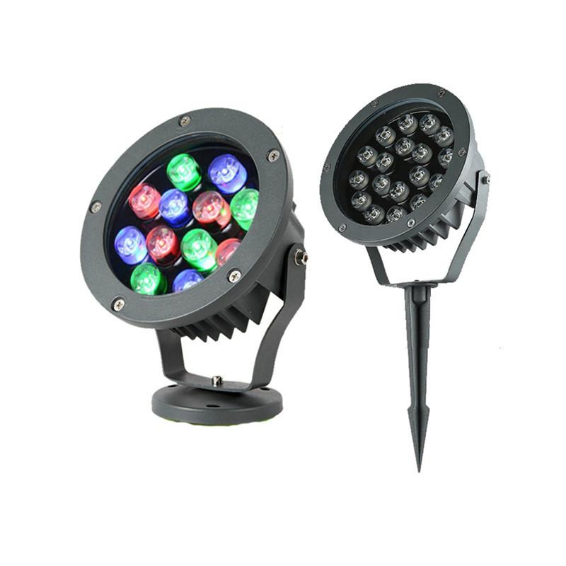 Lawn Lamps 9w 12w LED garden lights with RGB spotlight for outdoor patios, ponds, and yards, compatible with AC220V, AC24V, and AC12V