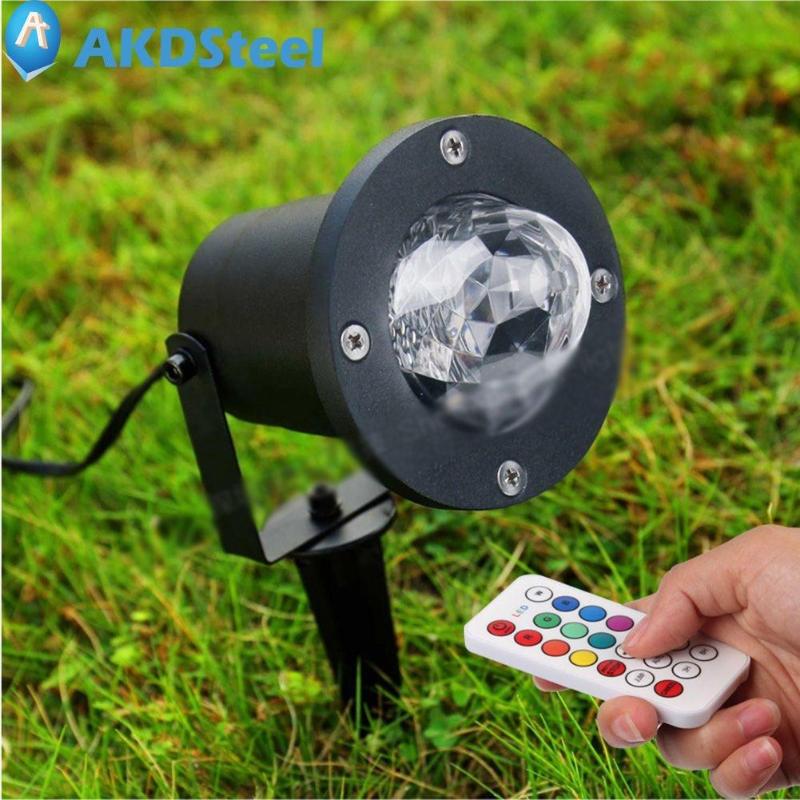Lawn Lamps AKDSteel Outdoor Waterproof LED Water Wave Lights Remote Control 7 Color Courtyard Christmas Flame Marine Landscape Projection