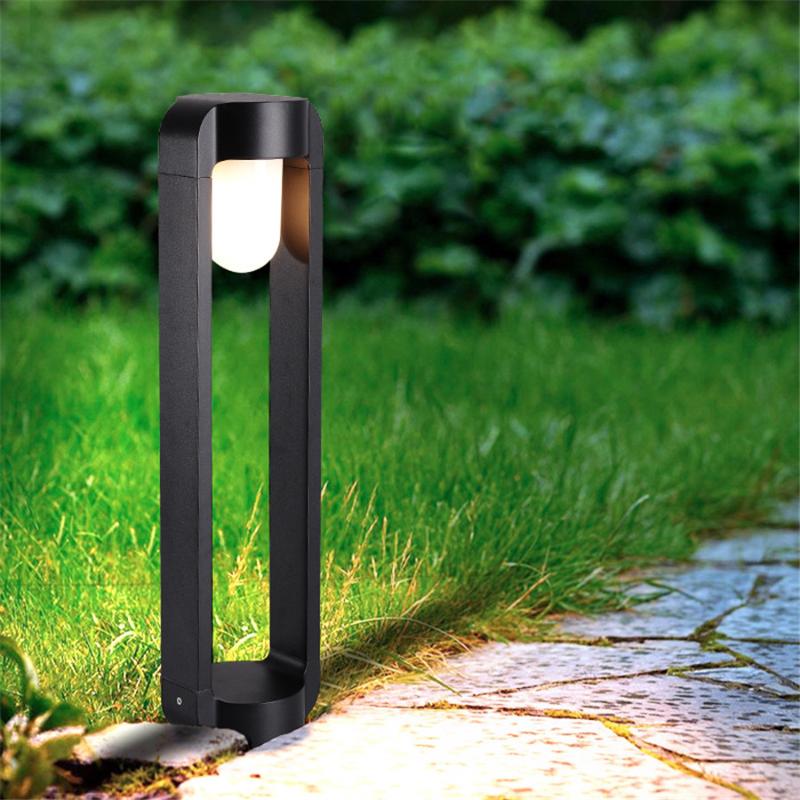 Lawn Lamps E27 12W LED Lamp With Insert Stakes Floor Road Exterior Bollard Light Outdoor Waterproof Garden Pathway Pillar