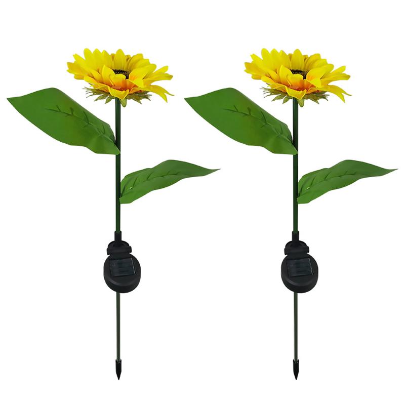 Lawn Lamps Garden Solar Stake Lights - 2 Packs, LED Sunflower Lamp, Waterproof Decorative For Outdoor Pathway Patio Yard