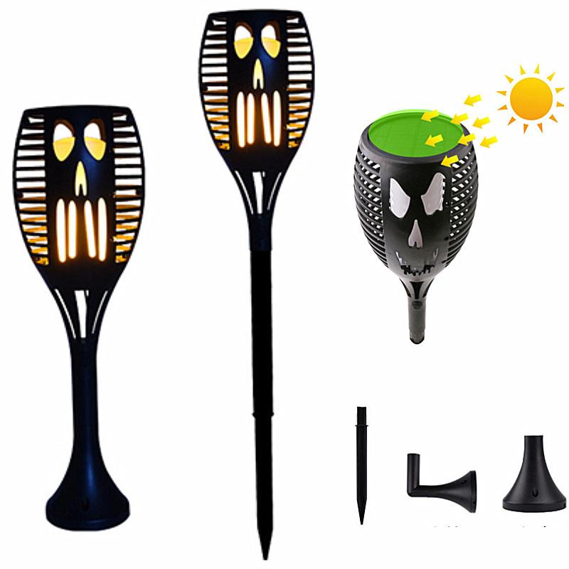 Lawn Lamps Grimace Lighting Sensor Outdoor LED Solar Flame Torch Light Bulb IP65 Waterproof Pathway Garden Yard Decoration Wall