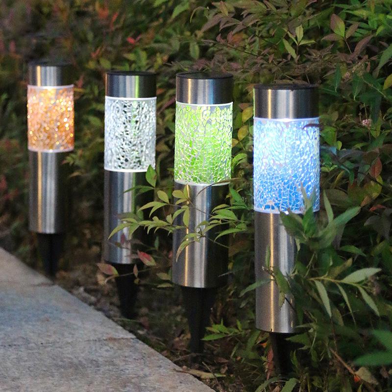 Lawn Lamps LED Solar Light Stainless Steel Lamp Garden Lights 2V Rechargeable Battery For Terrace Glows 6-8 Hours In The Dark