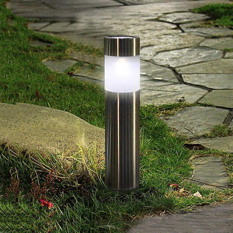 Lawn Lamps Outdoors LED Solar Lights Garden Yard Street Stainless Steel Light Bright White Decorative Lamp (Silver)