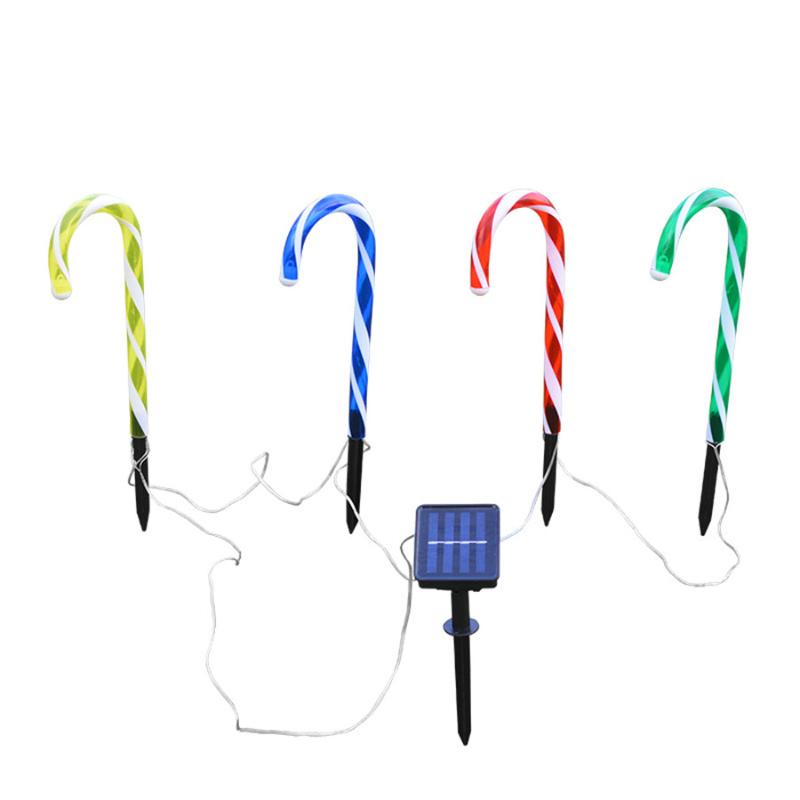 Lawn Lamps Solar Powered Candy Cane Crutch Decorative Garden Light 38CM Waterproof Lamp Warm White For Christmas,Holiday,Party