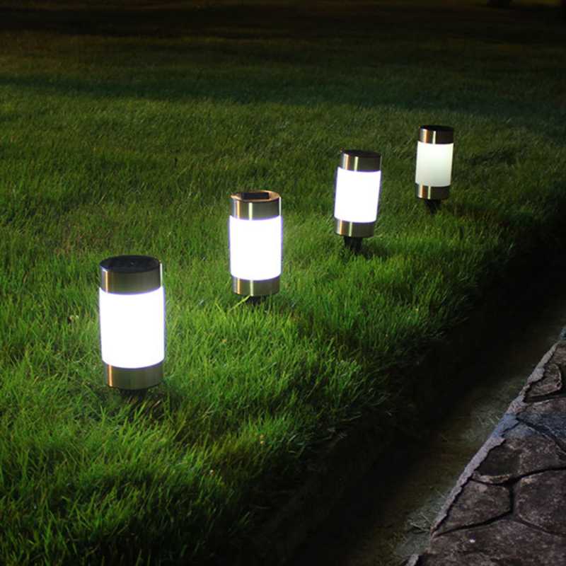 Lawn Lamps Stainless Steel LED Solar Lamp Outdoor Garden Ground Light Waterproof Bollard Landscape Patio Pathway Yard