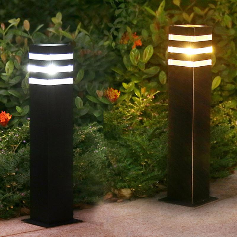 Lawn Lamps Thrisdar Square Pole Bollard Garden Light Villa Standing Post Waterproof Outdoor Pathway Fence