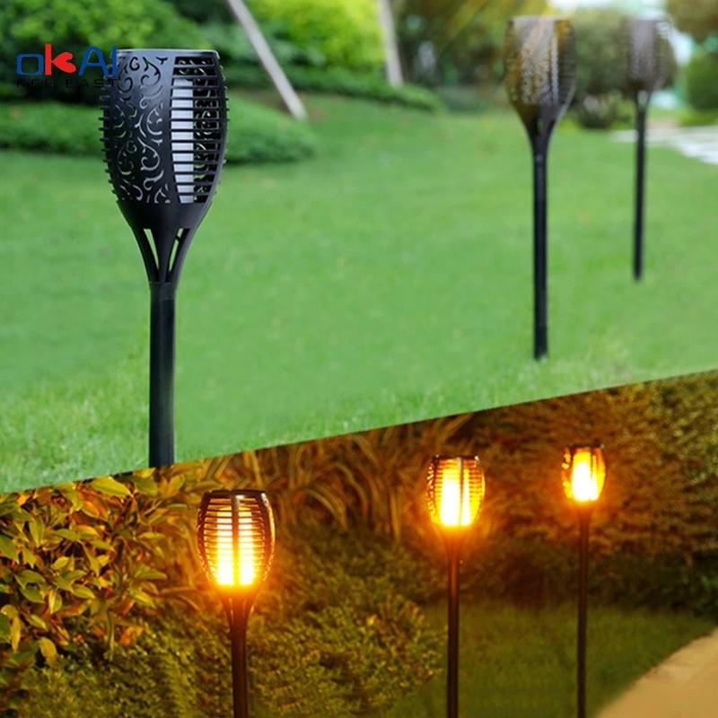 Lawn Lamps Waterproof Landscape Night Light Garden 12/33 LED Solar Torch Outdoor Flickering Flame Dancing Lights
