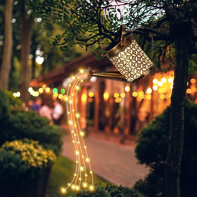 Lawn Lamps Wrought Iron Hollow Out Lamp Metal Solar Powered Watering Can Sprinkles Fairy Light LED Outdoor Garden Shower Decor

Wrought iron lawn lamps with solar-powered metal watering can design, featuring hollow-out LED fairy lights for outdoor garden decor