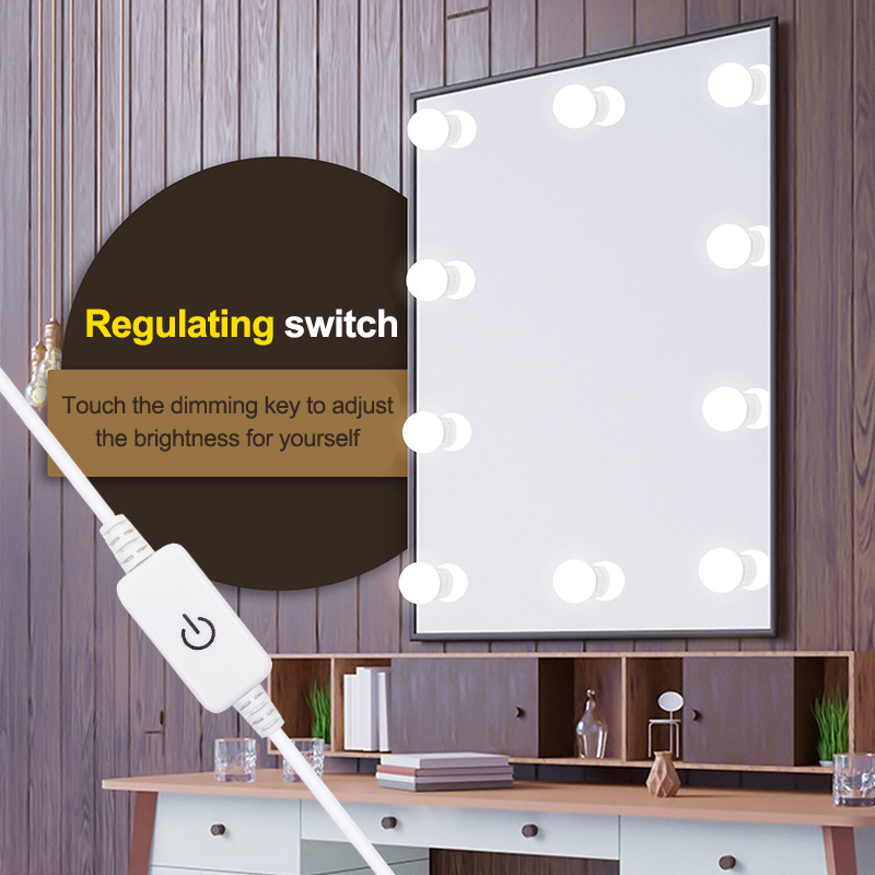 LED 12V dimmable vanity mirror lights with 6/10/14 bulbs for dressing tables, free shipping included