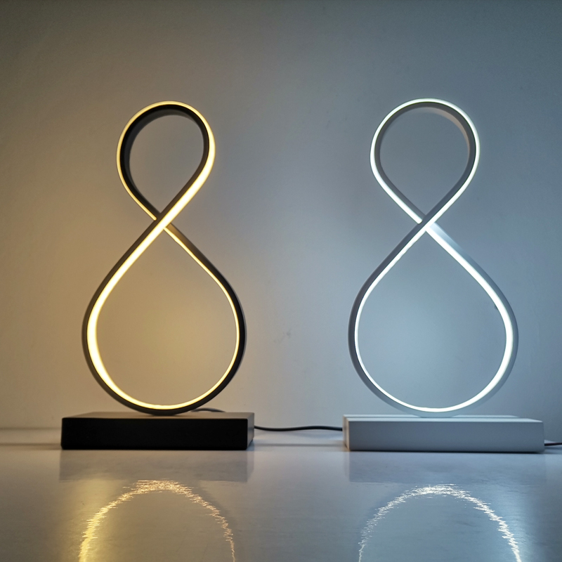 LED 8-Shaped Table Lamp for Bedroom, Living Room, or Nightstand Decor