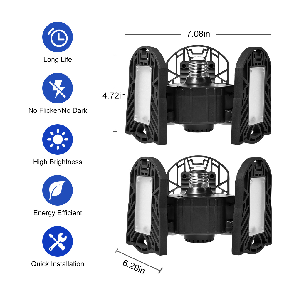 LED Adjustable 3-Light Garage Fixture for Homes, Warehouses, and Workshops