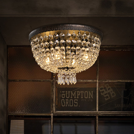LED American-style crystal ceiling lights with vintage European design for home indoor lighting in bedrooms and living rooms