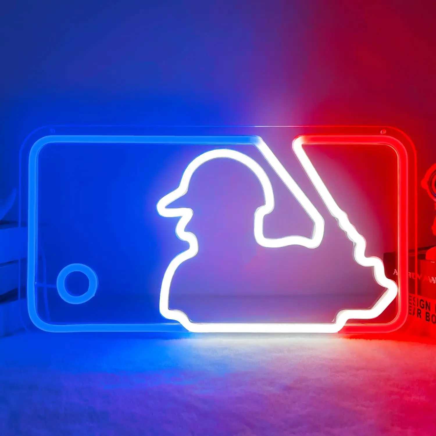 LED Baseball Neon Signs for Wall - Dimmable Sports Decor for Boys' Rooms, Clubs, and Bars
