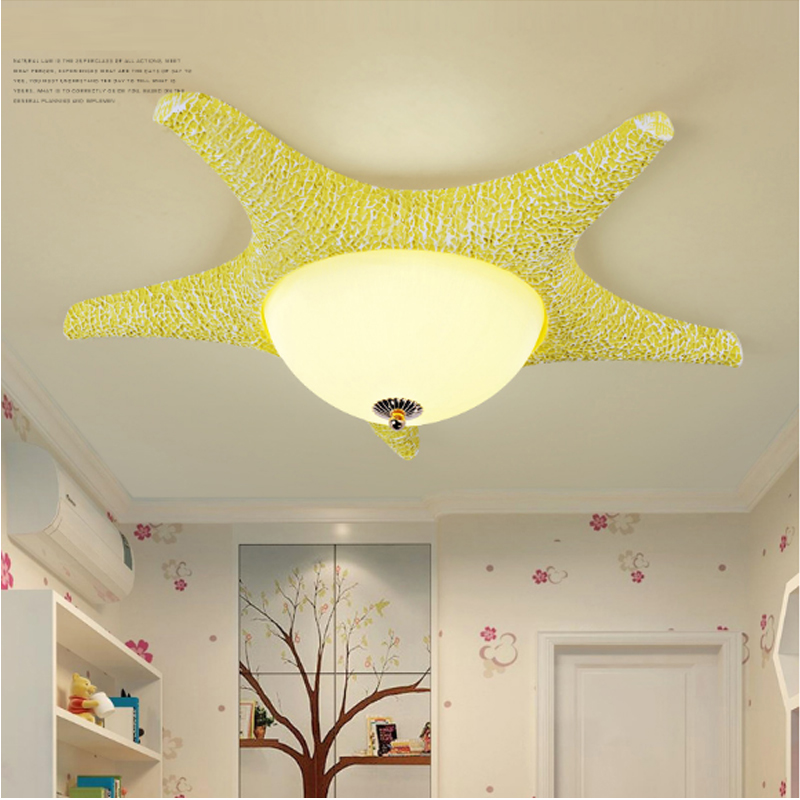 LED ceiling lights for kids' rooms with warm, creative starfish design, ideal for American-style bedrooms and studies for boys and girls