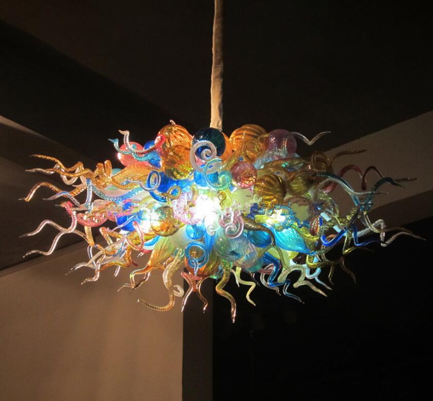 LED Chandelier Lamps featuring colorful Murano glass ceiling fixtures with high-hanging pendant lights and blown glass ball designs