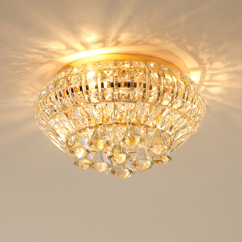 LED Contemporary Crystal Ceiling Light Fixture - Elegant Round Crystal Lamp for Hotel Lobby, Foyer, Living Room, Bedroom, and Indoor Home Lighting