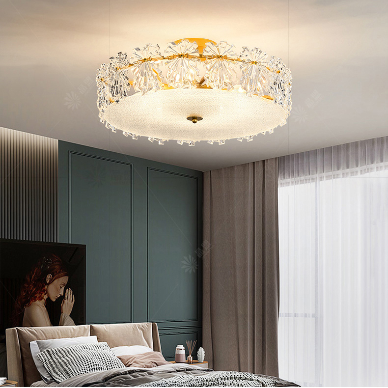 LED contemporary glass ceiling light fixtures, elegant American-style shining lamps with European romantic floral designs for indoor home lighting, available in 42cm/51cm/61cm diameters