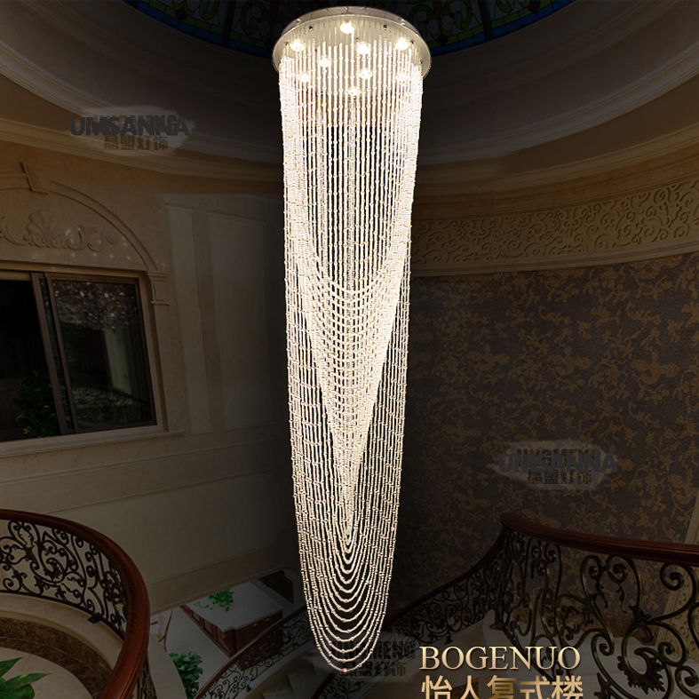 led crystal chandelier lighting modern chandeliers lights fixture big long round crystal hanging lamps home indoor lighting ac90v260v

modern crystal chandelier lighting fixtures with long round hanging lamps for indoor home use, compatible with 90-260V AC