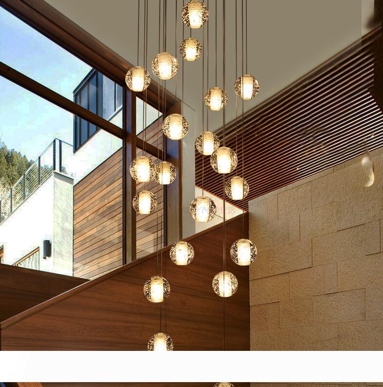 LED Crystal Glass Ball Pendant Meteor Rain Light Meteoric Shower Stair Bar Droplight Ceiling Chandelier Lighting AC110-240V