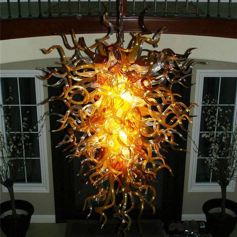 LED Crystal Pendant Light Lamps Gold 28 by 48 Inches Hand Blown Glass Droplight Chandelier Lighting AC110-240V illuminazione del lampadario

Gold 28x48 inch LED crystal pendant lamp with hand-blown...