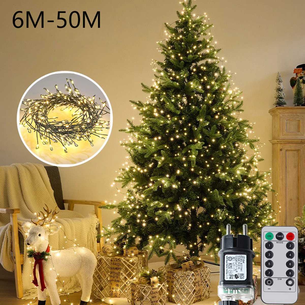 LED fairy string lights with green wire for Christmas trees, outdoor garlands, and festive party decorations