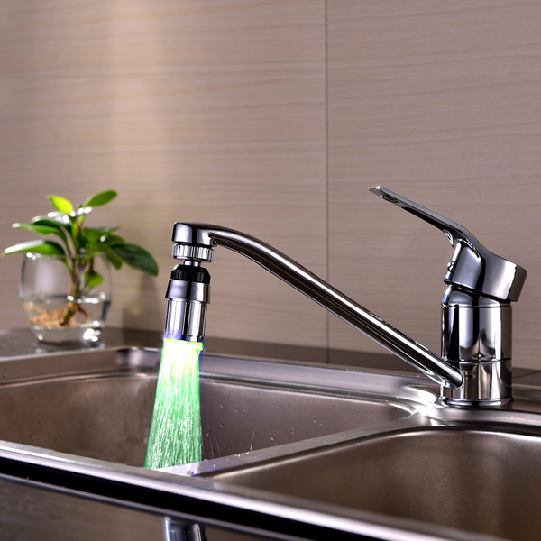 LED faucet temperature sensor for kitchen, 58x24mm RGB glow shower head with 3-color changing feature