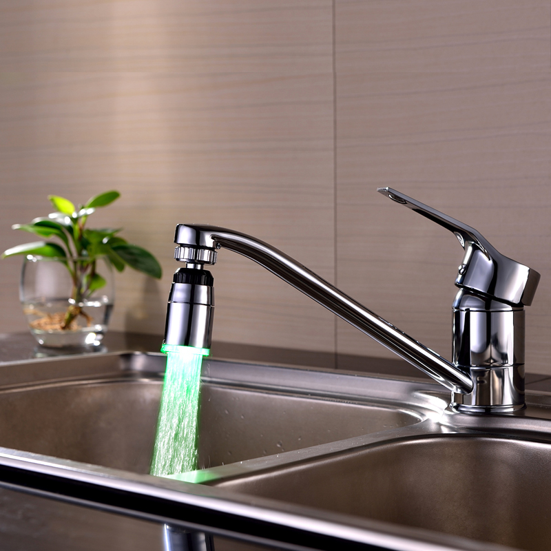 LED faucet temperature sensor for kitchen, 58x28mm RGB glow shower head with 3-color changing stream, drop ship B9