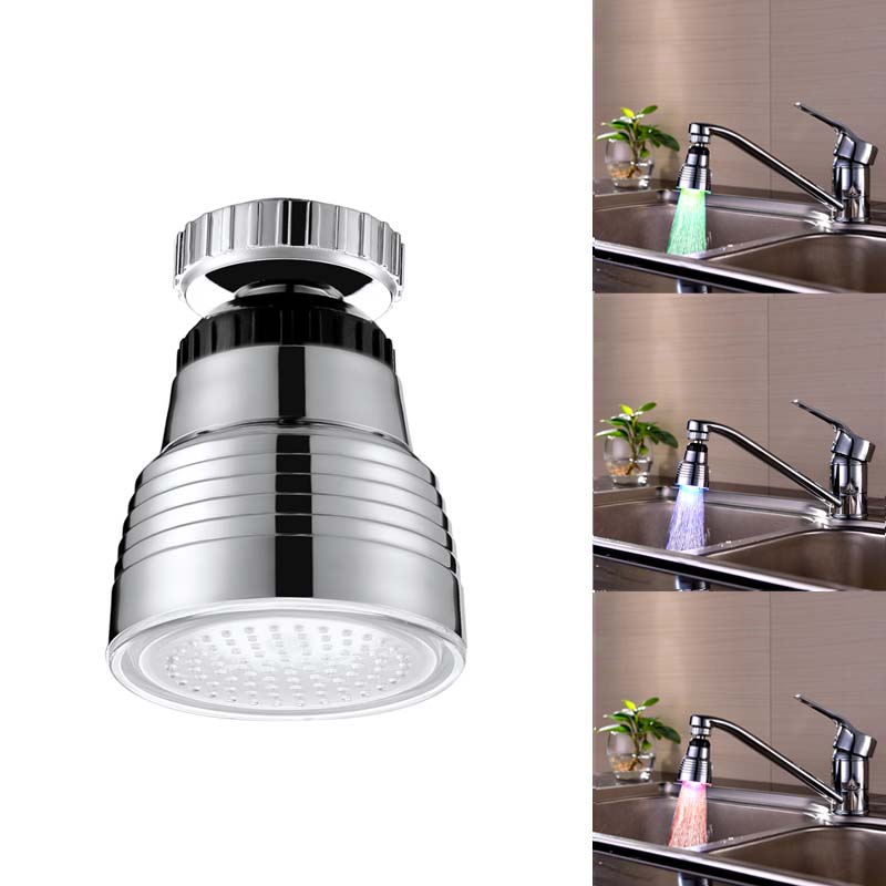 LED faucet temperature sensor for kitchen, 58x38mm RGB shower head with color-changing water stream, drop shipping available