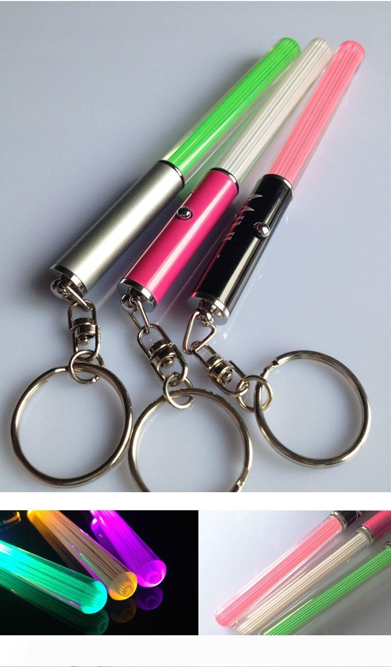 LED Flashlight Stick Keychain Mini Torch Aluminum Key Chain Key Ring Durable Glow Pen Magic Wand Stick Lightsaber LED Light Stick