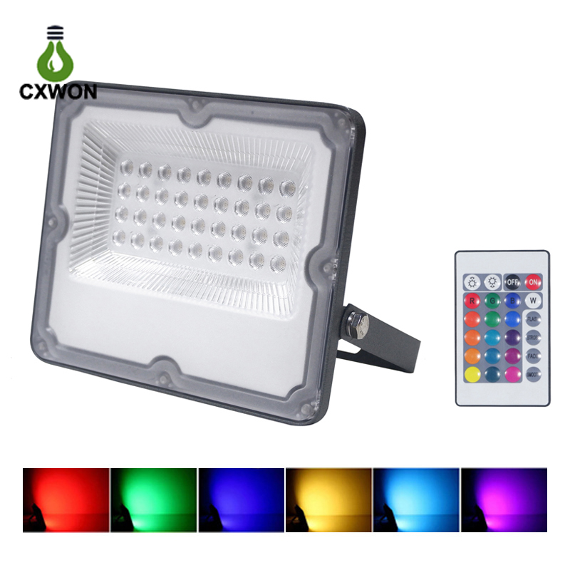 LED Flood Lights with RGB Color Changing, Available in 10W to 200W for Outdoor and Garden Lighting with IP65 Waterproof Rating