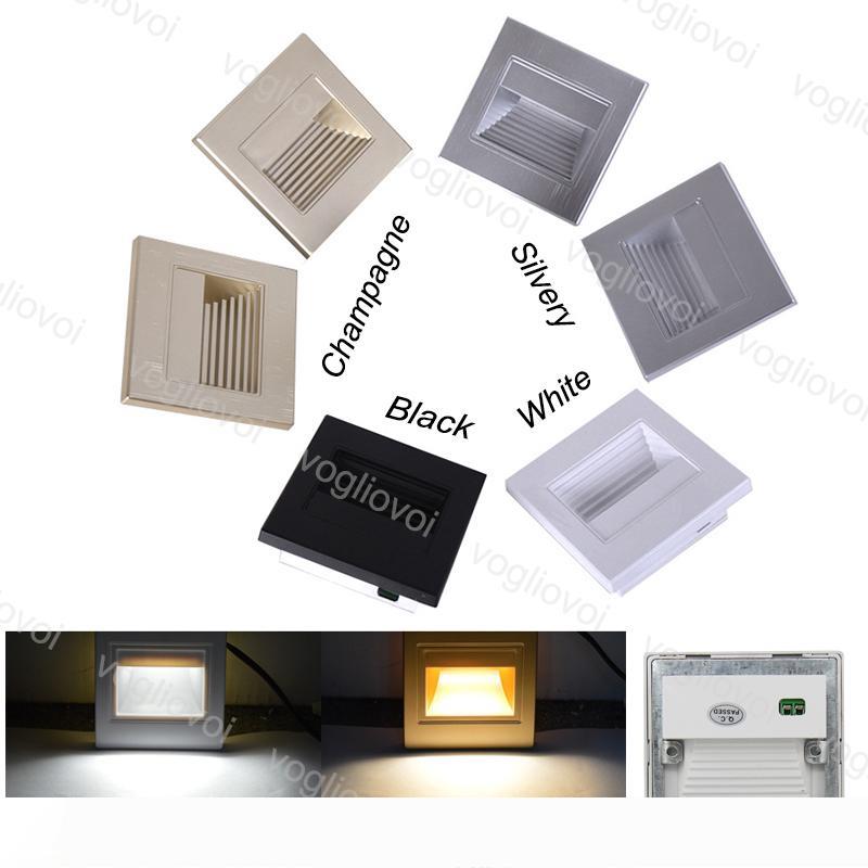 LED Ground Footlight 1.5W 86mm Wall Recessed Step Lamp for Indoor Stairs IP20 ABS Corner Light